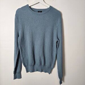 J.Crew Men's Size M Silk Cotton Pique Crew Neck Long Sleeve Sweater Blue